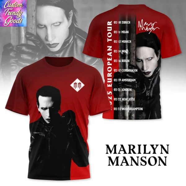 Marilyn Manson 2025 Europepean Tour Signature 3D T-Shirt