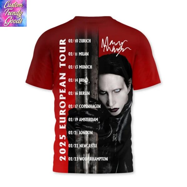 Marilyn Manson 2025 Europepean Tour Signature 3D T-Shirt