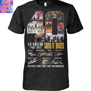 40 Years Of 1985-2025 Guns N Rose Signature Thank You For The Memories Unisex T-Shirt