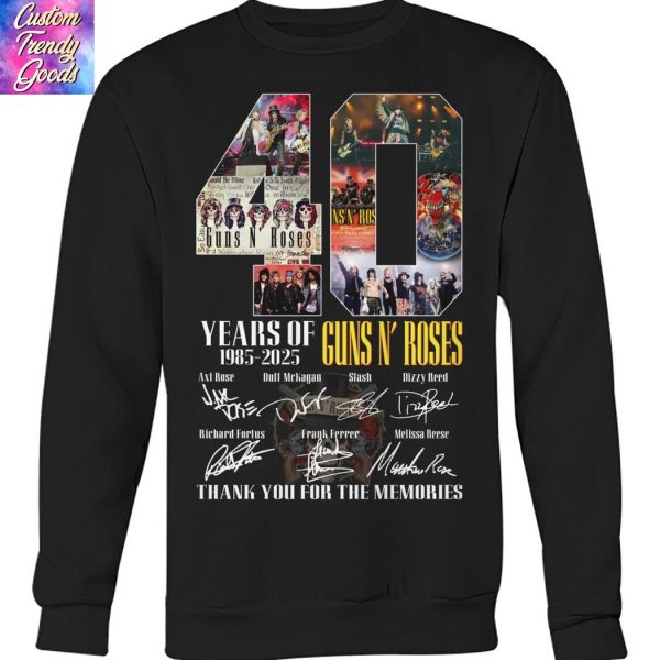 40 Years Of 1985-2025 Guns N Rose Signature Thank You For The Memories Unisex T-Shirt