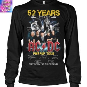 AC DC 52 Years 1973-2025 Pwr Up Tour Signature Thank You For The Memories Unisex T-Shirt