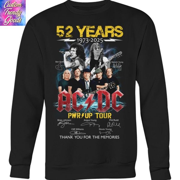 AC DC 52 Years 1973-2025 Pwr Up Tour Signature Thank You For The Memories Unisex T-Shirt