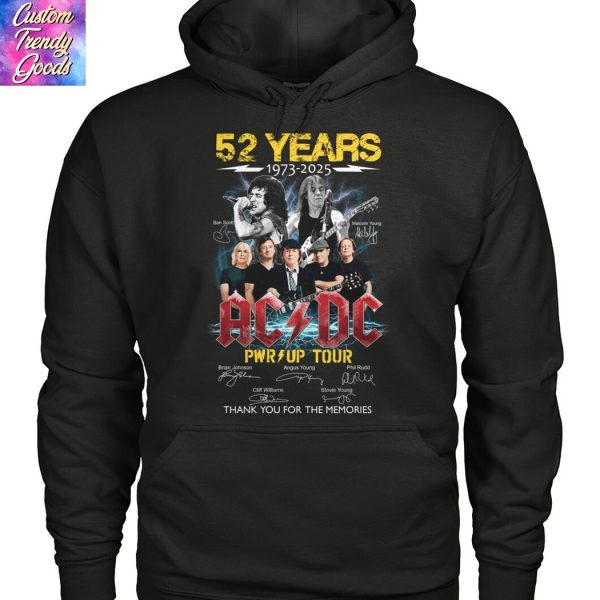 AC DC 52 Years 1973-2025 Pwr Up Tour Signature Thank You For The Memories Unisex T-Shirt