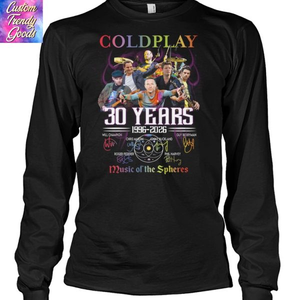 Coldplay 30 Years 1996-2026 Signature Music Of The Spheres Unisex T-Shirt