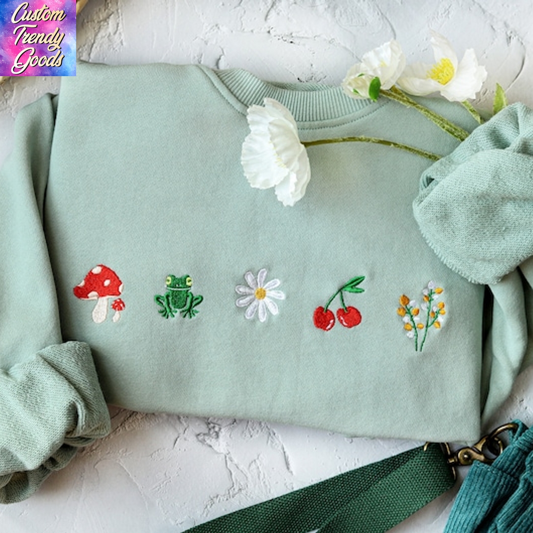 Cute Daisy Mushroom Embroidered Sweatshirt Cute Daisy Mushroom Embroidered Sweatshirt
