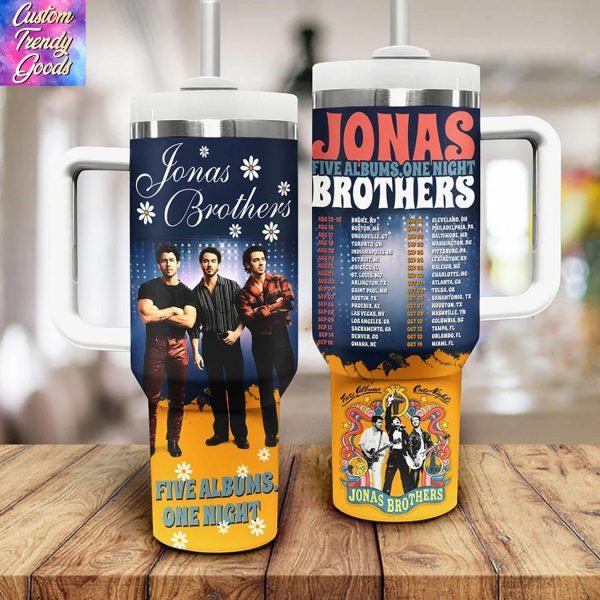 Jonas Brothers Five Albums One Night Tumbler With Handle And Straw