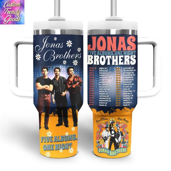 Jonas Brothers Five Albums One Night Tumbler With Handle And Straw