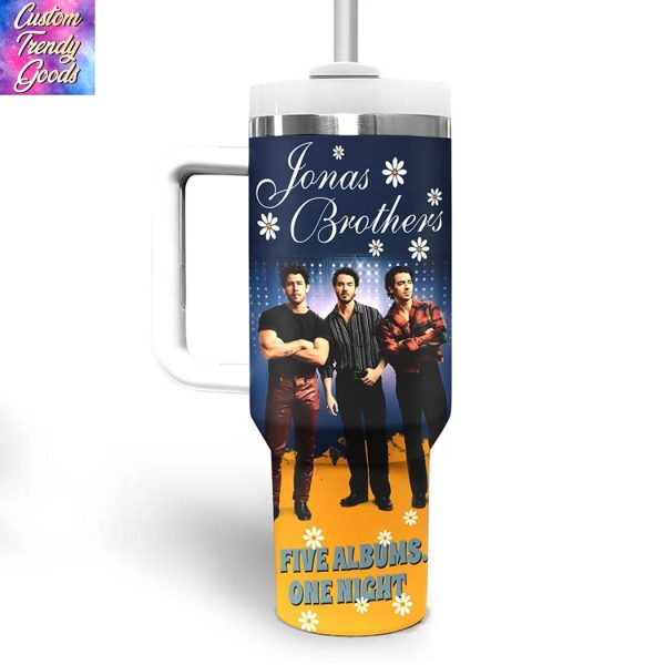 Jonas Brothers Five Albums One Night Tumbler With Handle And Straw