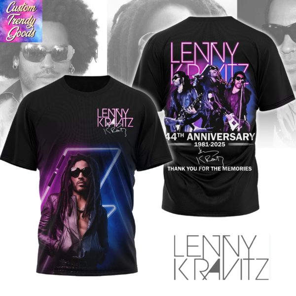 Lenny Kravitz 44th Anniversary 1981-2025 Signature Thank You For The Memories 3D T-Shirt