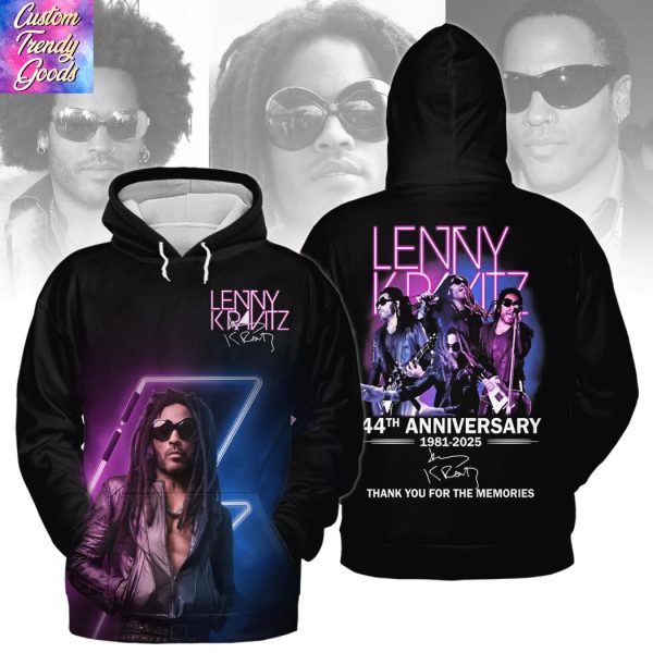 Lenny Kravitz 44th Anniversary 1981-2025 Signature Thank You For The Memories Hoodie