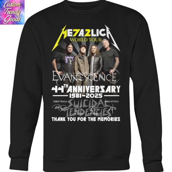 Metallica World Tour 44th Anniversary 1981-2025 Signature Thank You For The Memories Unisex T-Shirt