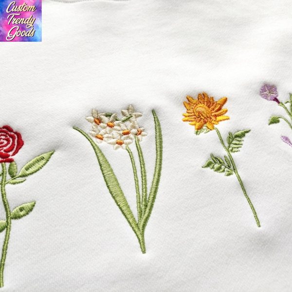 Embroidered  Birth Month Birth Flower Sweatshirt