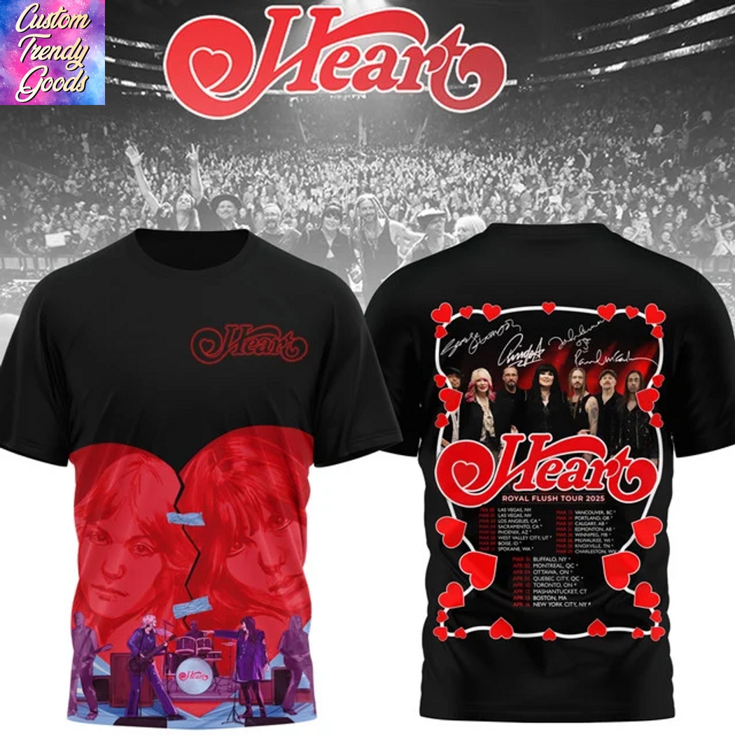Heart - Royal Flush Tour 2025 Signature 3D T-Shirt Heart - Royal Flush Tour 2025 Signature 3D T-Shirt