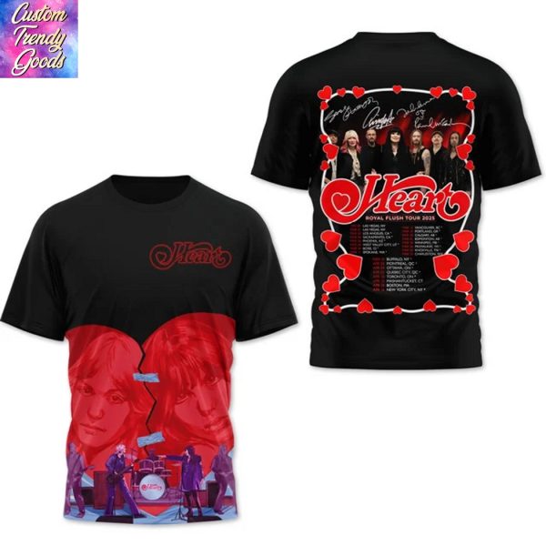 Heart – Royal Flush Tour 2025 Signature 3D T-Shirt
