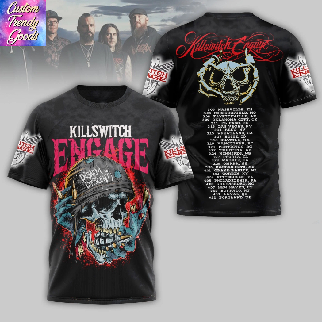 Killswitch Engage Disarm The Descent 2025 Tour 3D T-Shirt Killswitch Engage Disarm The Descent 2025 Tour 3D T-Shirt