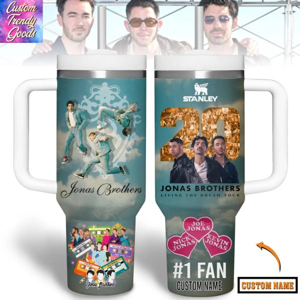 Personalized Jonas Brothers Living The Dream Tour Tumbler With Handle And Straw