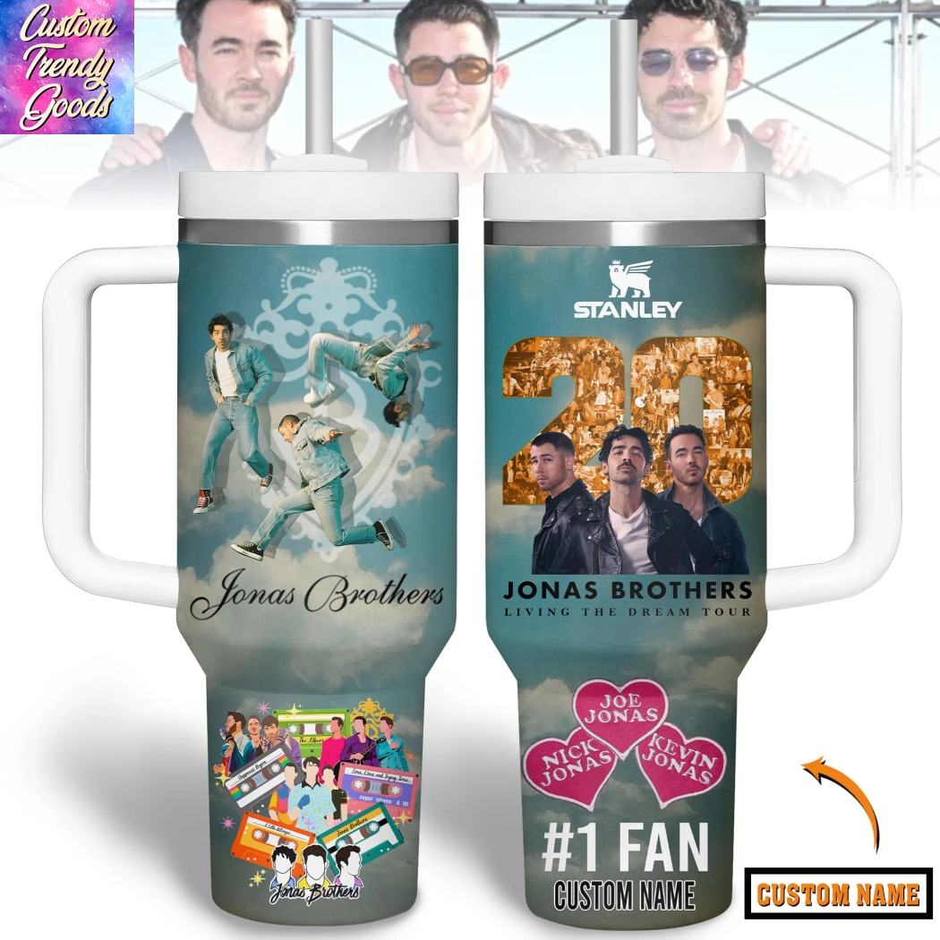 Personalized Jonas Brothers Living The Dream Tour Tumbler With Handle And Straw Personalized Jonas Brothers Living The Dream Tour Tumbler With Handle And Straw