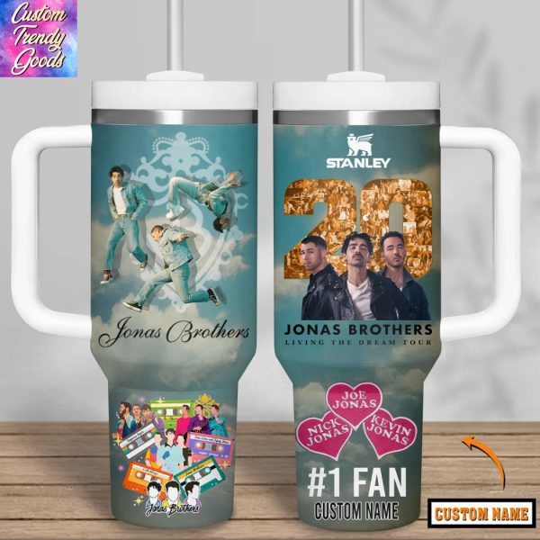 Personalized Jonas Brothers Living The Dream Tour Tumbler With Handle And Straw