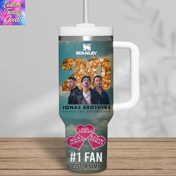 Personalized Jonas Brothers Living The Dream Tour Tumbler With Handle And Straw