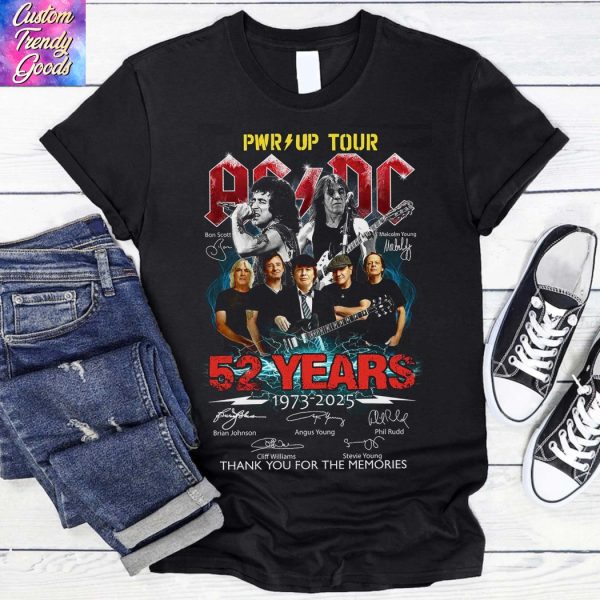 AC DC 52 Years 1973-2025 Pwr Up Tour 2025 Signature Thank You For The Memories Unisex T-Shirt