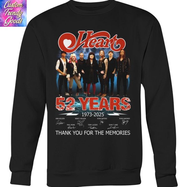 Heart 52 Years 1973-2025 Signature Thank You For The Memories T-Shirt
