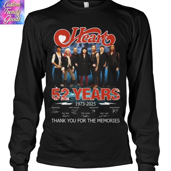 Heart 52 Years 1973-2025 Signature Thank You For The Memories T-Shirt