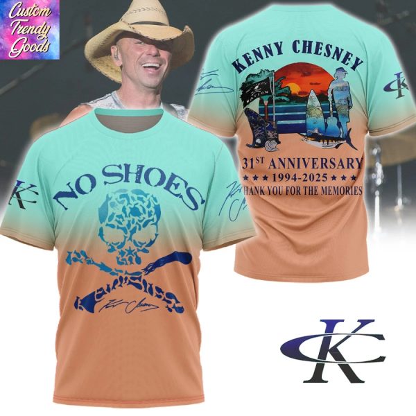 Kenny Chesney 31st Anniversary 1994-2025 Signature Thank You For The Memories 3D T-Shirt