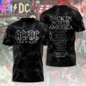 AC DC Back In Black – Back In North America Pwr Up Tour 2025 3D T-Shirt