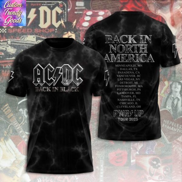 AC DC Back In Black – Back In North America Pwr Up Tour 2025 3D T-Shirt