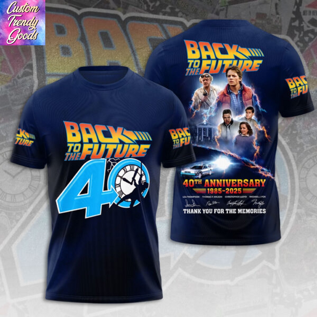 Back To The Future 40th Anniversary 1985-2025 Thank You For The Memories Signature 3D T-Shirt Back To The Future 40th Anniversary 1985-2025 Thank You For The Memories Signature 3D T-Shirt
