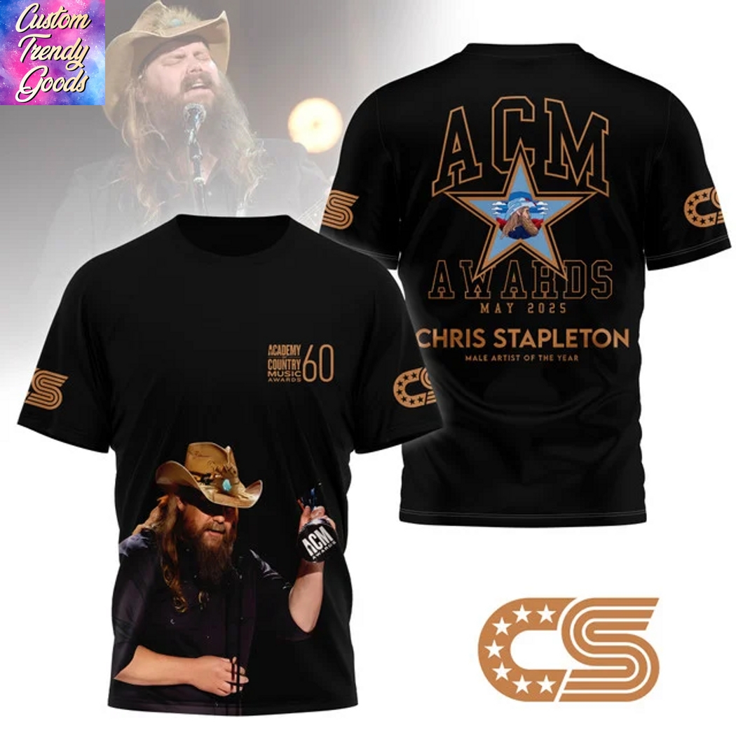 Chris Stapleton ACM Awards May 2025 Male Artist Of The Year 3D T-Shirt - Black Chris Stapleton ACM Awards May 2025 Male Artist Of The Year 3D T-Shirt - Black