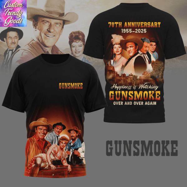 Gunsmoke 70th 1955-2025 Happiness Is Watching Gunsmoke Over And Over Again 3D T-Shirt
