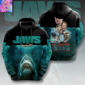 Jaws 50 Years 1975-2025 Signature Thank You For The Memories Hoodie