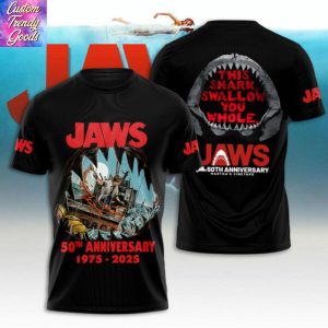 Jaws 50th Anniversary 1975-2025 This Shark Swallow You Whole 3D T-Shirt