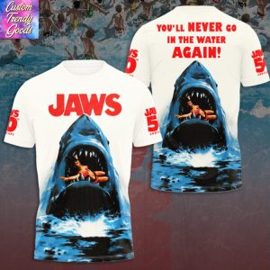 Jaws 50th Anniversary You ll Never Go In The Water Again 3D T-Shirt