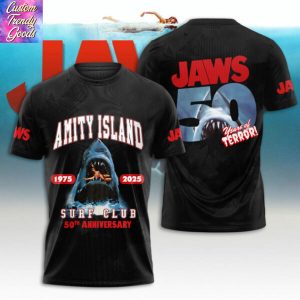 Jaws Amity Island 1975-2025 Surf Club 50th Anniversary 3D T-Shirt