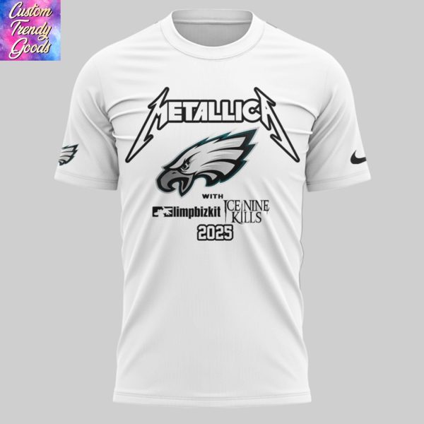 Metallica M72 World Tour x Philadelphia Eagles 3D T-Shirt – White