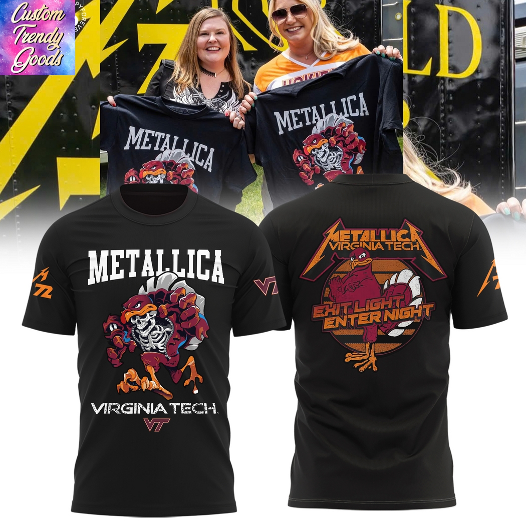 Metallica Virginia Tech Hokies Exit Light Enter Night 3D T-Shirt - Black Metallica Virginia Tech Hokies Exit Light Enter Night 3D T-Shirt - Black