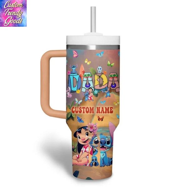 Personalized Sitch Tumbler With Handle And Straw