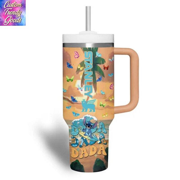Personalized Sitch Tumbler With Handle And Straw