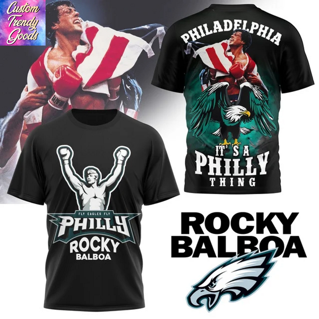 Rocky Balboa x Philadelphia Eagles Fly Eagles Fly 3D T-Shirt Rocky Balboa x Philadelphia Eagles Fly Eagles Fly 3D T-Shirt