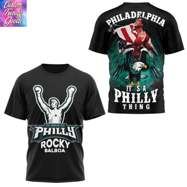 Rocky Balboa x Philadelphia Eagles Fly Eagles  Fly 3D T-Shirt