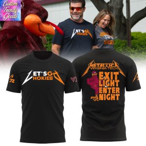 Virginia Tech Hokies Metallica Exit Light Enter Night Let Go Hokies 3D T-Shirt – Black