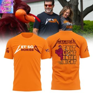 Virginia Tech Hokies Metallica Exit Light Enter Night Let Go Hokies 3D T-Shirt – Orange