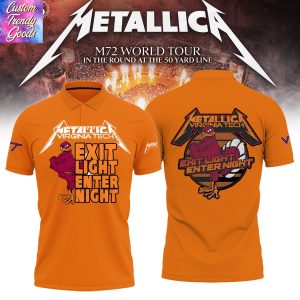 Virginia Tech Hokies Metallica M72 World Tour Exit Light Enter Night 3D T-Shirt – Orange